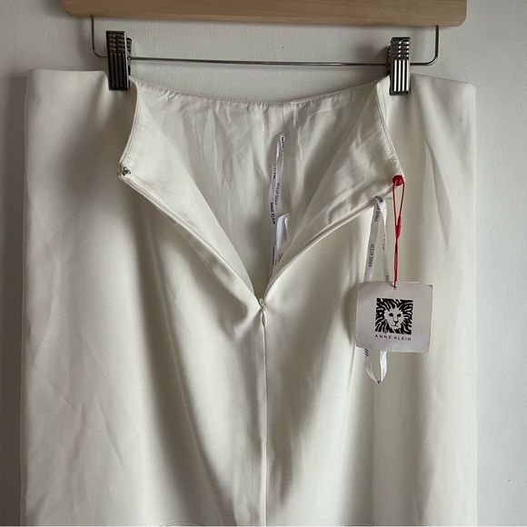 NWT ANNE KLEIN asymmetrical midi length white side slit skirt size 12 - Picture 6 of 7